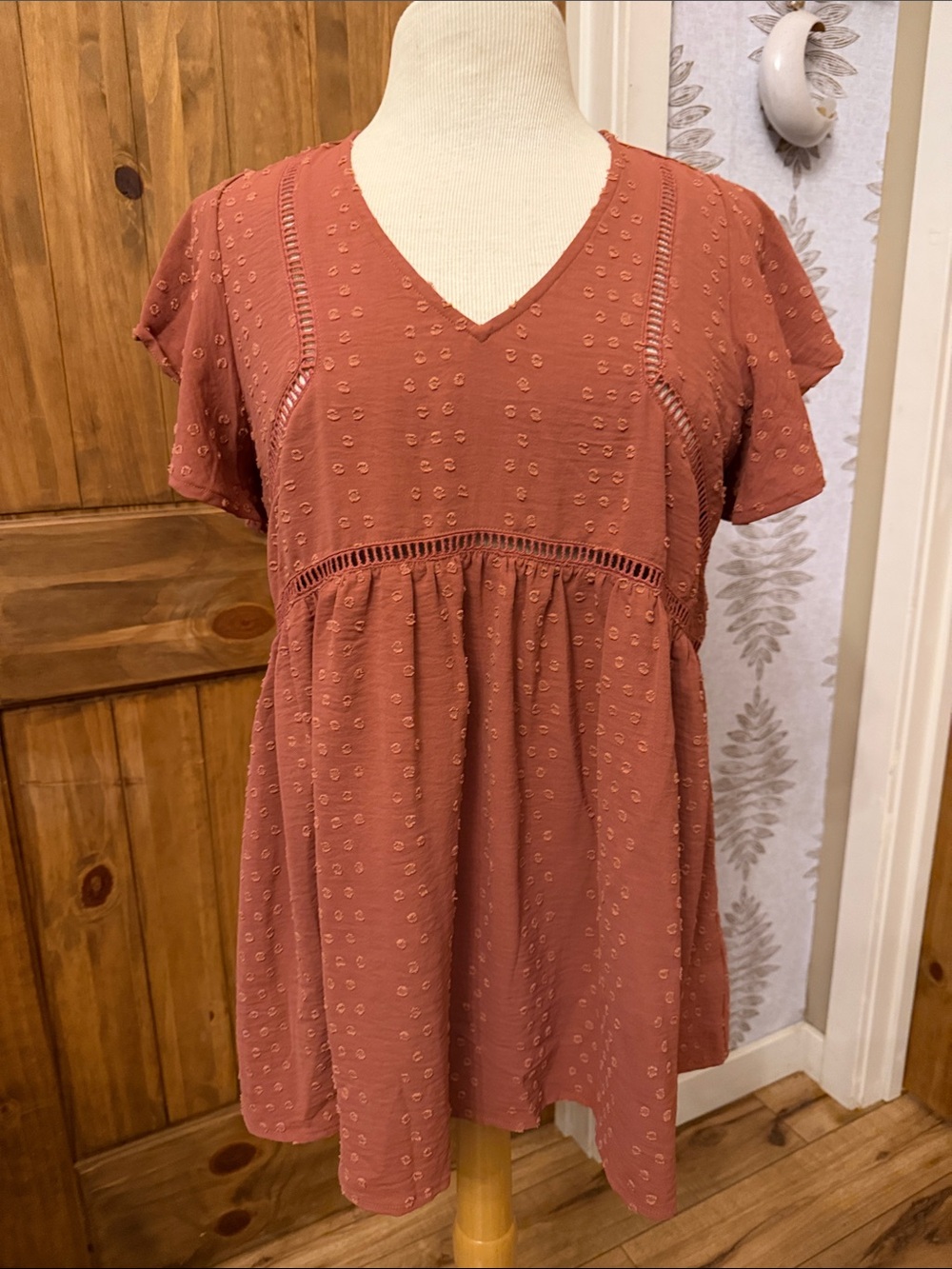 Staccato Rust V-Neck Babydoll Tunic
